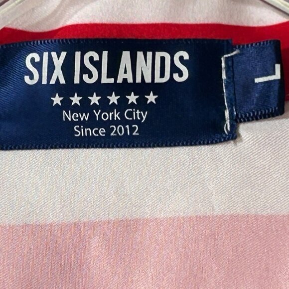 Six Islands USA Flag Button-Up Short Sleeve Shirt Red White‎ & Blue Size Large - Picture 3 of 7